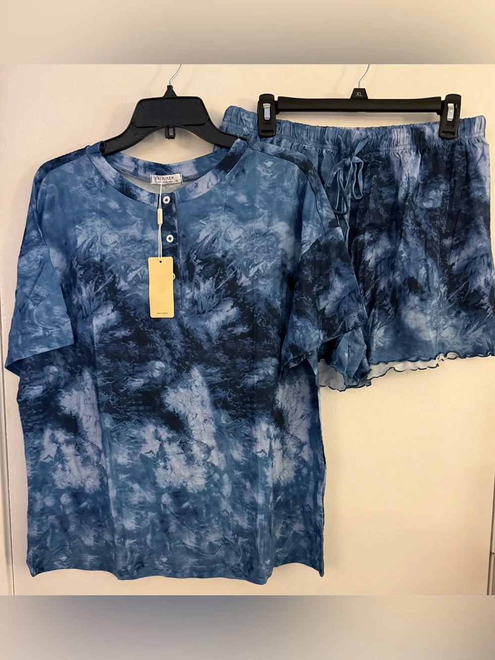 Tie-Dye Blue Lounge Set - Top & Shorts